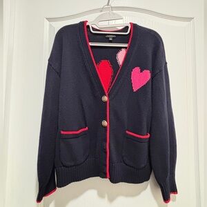 Talbots Classic Navy Sweater with Red Accent